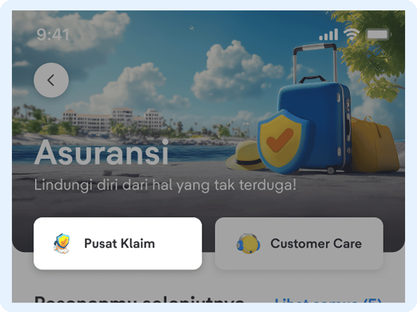 Pada halaman Asuransi, tap menu Pusat Klaim.